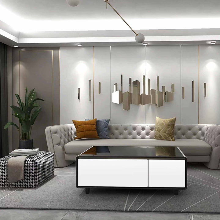 Shinju Modern Smart mini Coffee Table with Built in Fridge,white