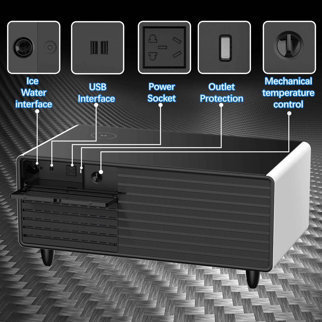Shinju Modern Smart mini Coffee Table with Built in Fridge,white