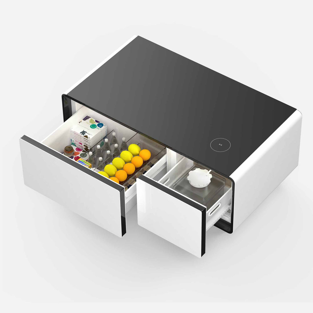 Shinju Modern Smart mini Coffee Table with Built in Fridge,white