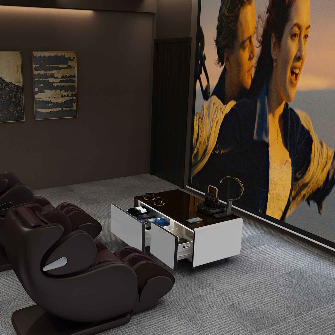 Shinju Modern Smart mini Coffee Table with Built in Fridge,white