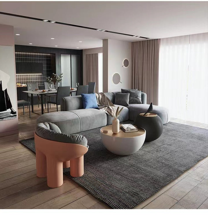 L-Shaped Light Grey Modular Sectional Sofa