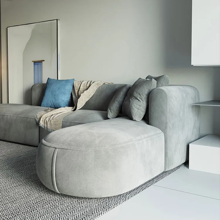 L-Shaped Light Grey Modular Sectional Sofa