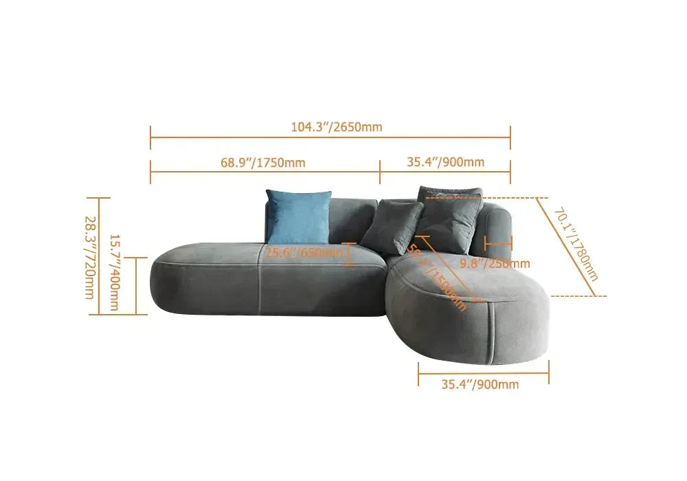 L-Shaped Light Grey Modular Sectional Sofa