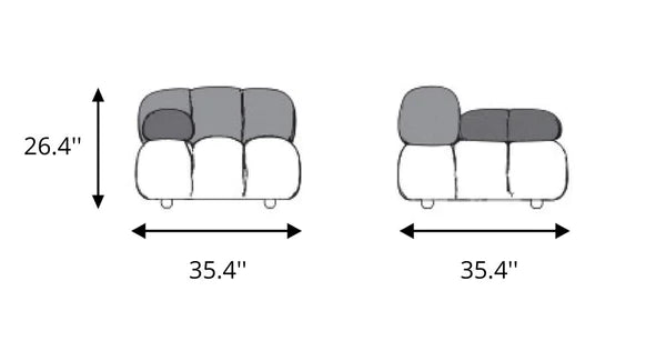 Superior Velvet Modular Single Rright Arm Chair