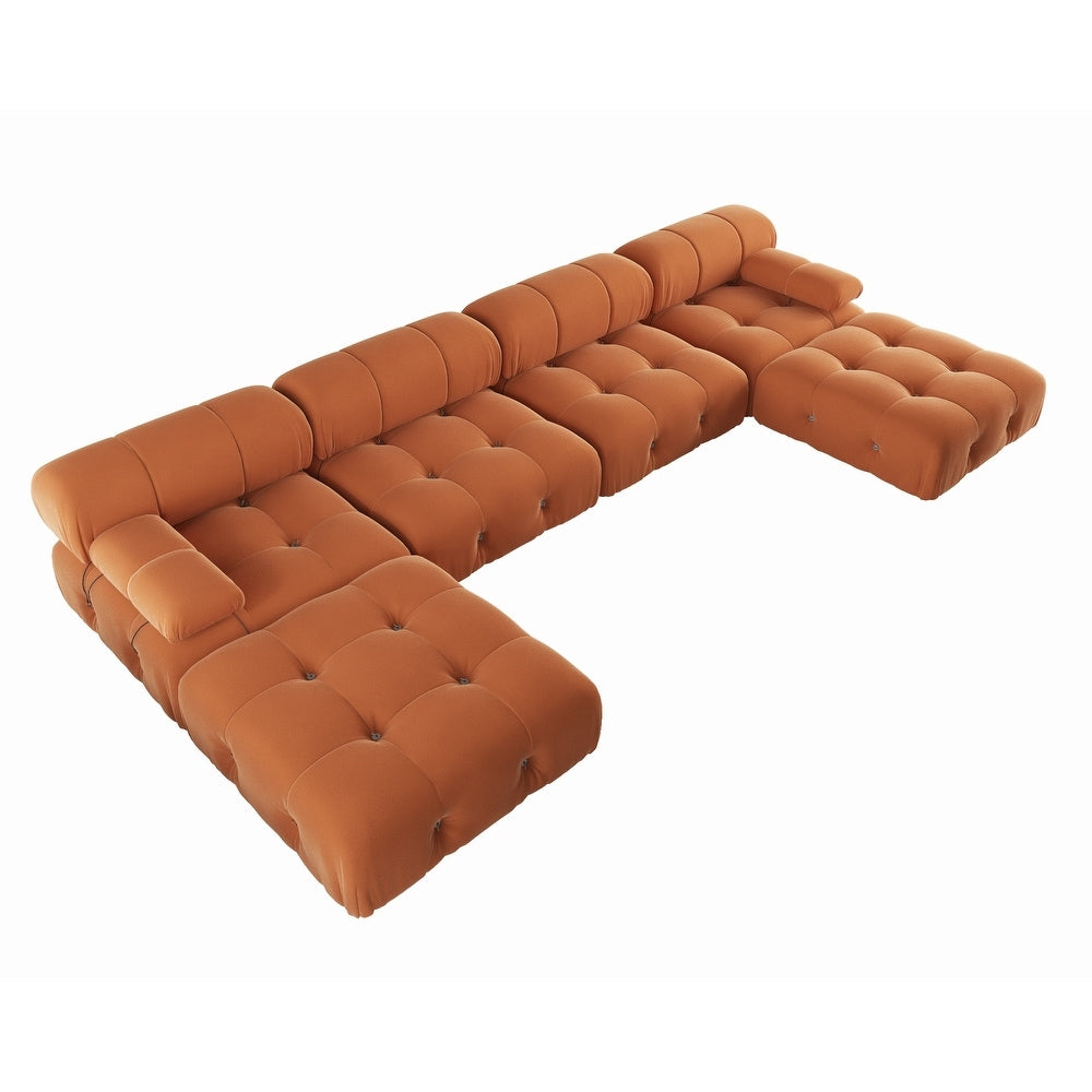 138'' Modern Velvet Upholstery U-shaped Modular Sofa