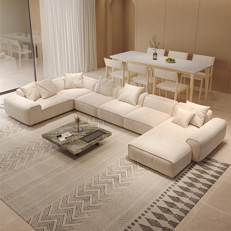 Baxter White Sanded Suede Modular Sectional Sofa