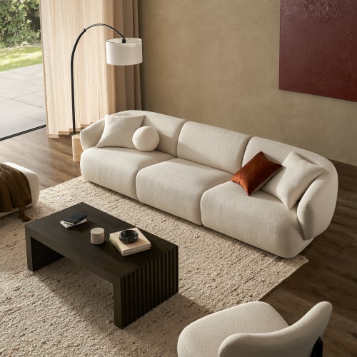 Auburn Wabi Sabi Lamb Velvet Fabric Loveseat/3 Seater Sofa