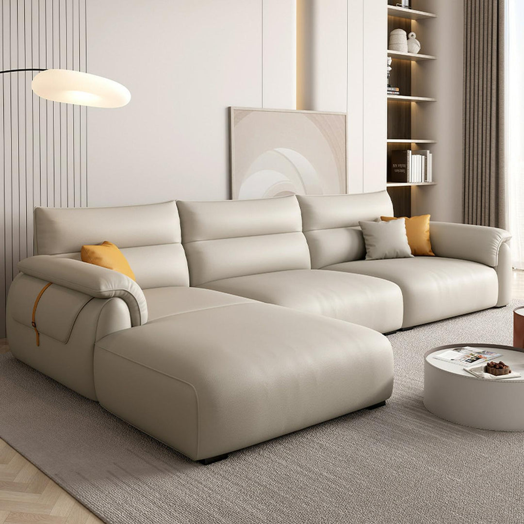Baxter Leather L-Shape Sofa with Scratch-Resistant Feature