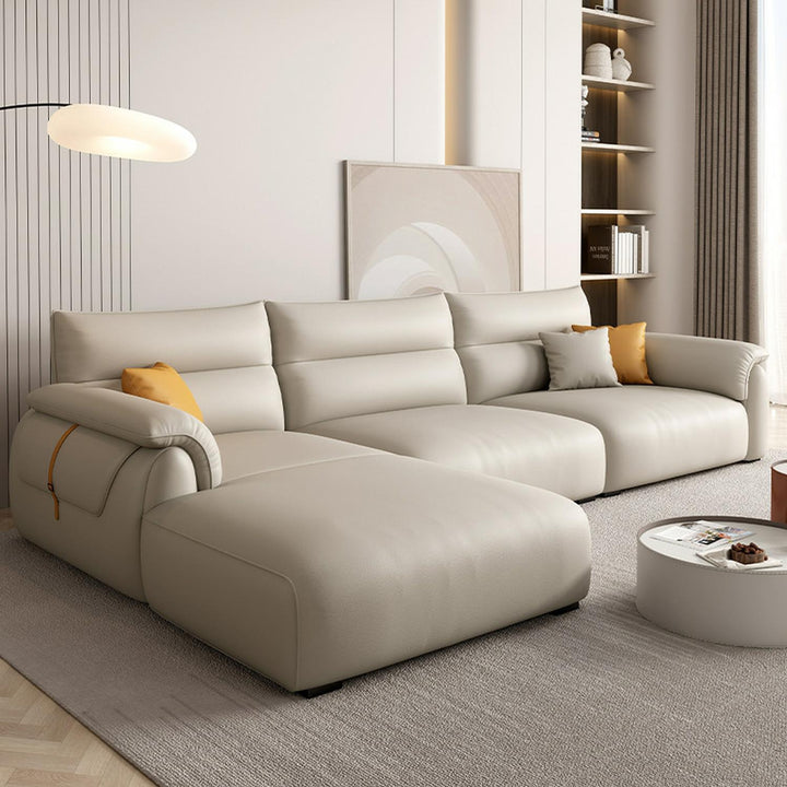 Baxter Leather L-Shape Sofa with Scratch-Resistant Feature