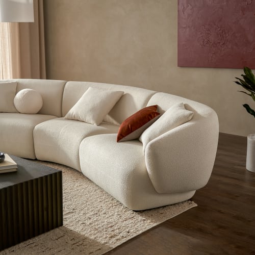 Auburn Velvet Curved Modular 4 Seater Sofa