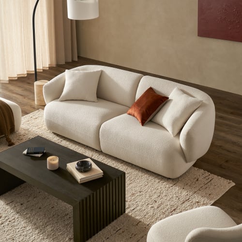 Auburn Wabi Sabi Lamb Velvet Fabric Loveseat/3 Seater Sofa