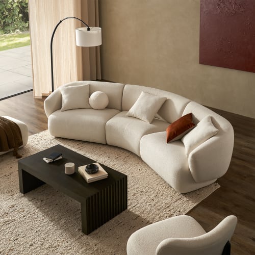 Auburn Velvet Curved Modular 4 Seater Sofa