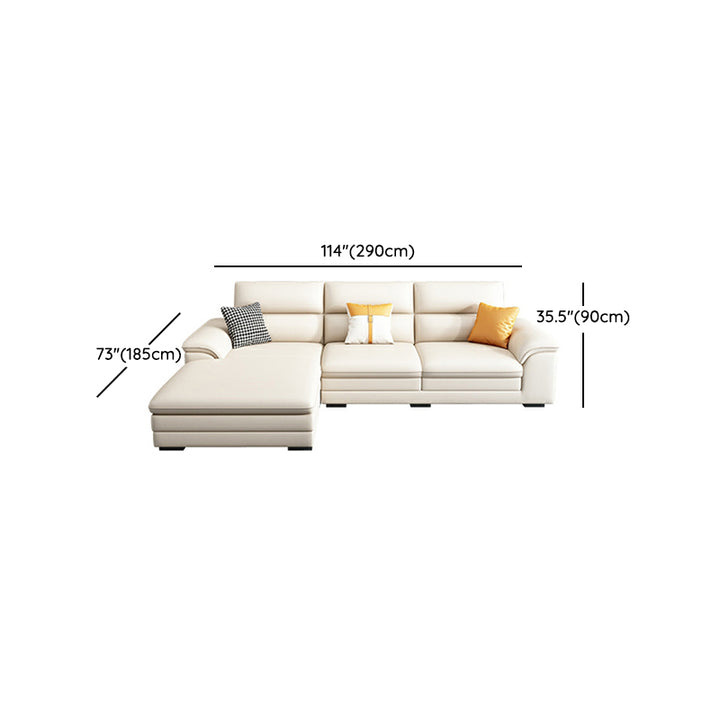 Baxter White Sectional Sofa with Cushion Back and Storage