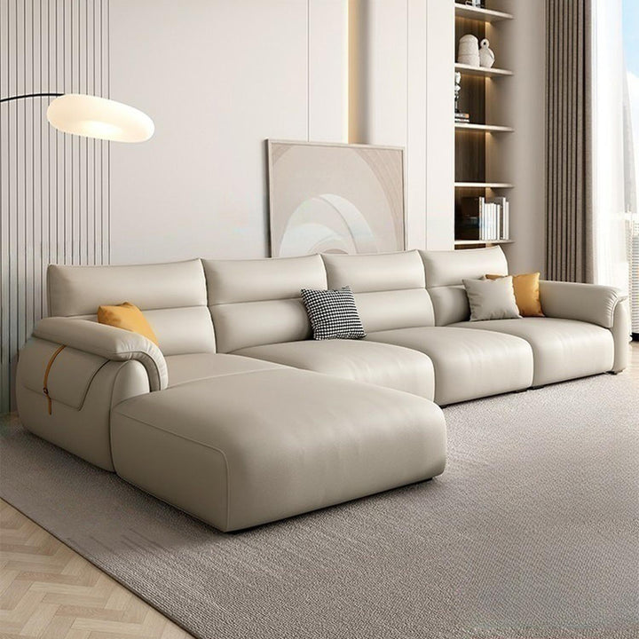 Baxter Leather L-Shape Sofa with Scratch-Resistant Feature