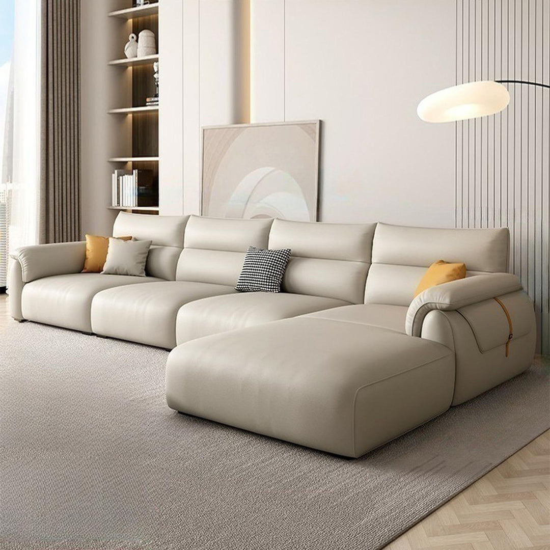 Baxter Leather L-Shape Sofa with Scratch-Resistant Feature