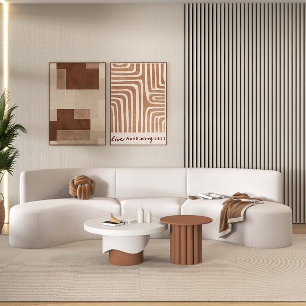 Ghita 120" Modern White Curved Sectional Floor Sofa