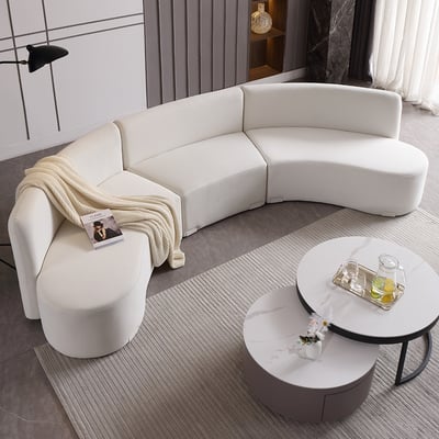 Ghita 120" Modern White Curved Sectional Floor Sofa