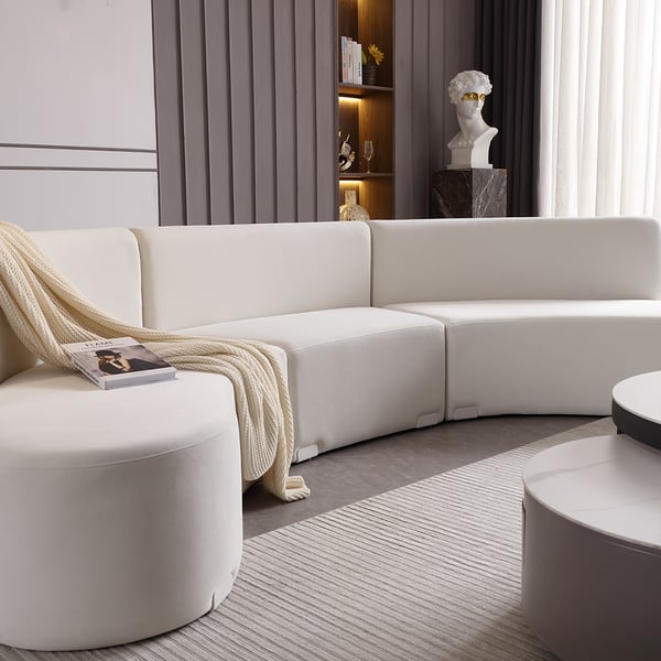 Ghita 120" Modern White Curved Sectional Floor Sofa