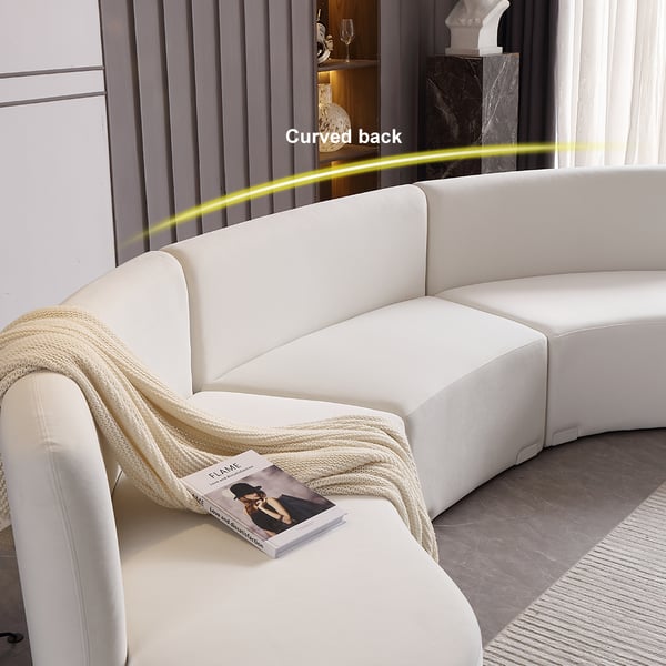 Ghita 120" Modern White Curved Sectional Floor Sofa