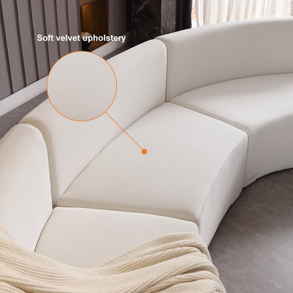 Ghita 120" Modern White Curved Sectional Floor Sofa