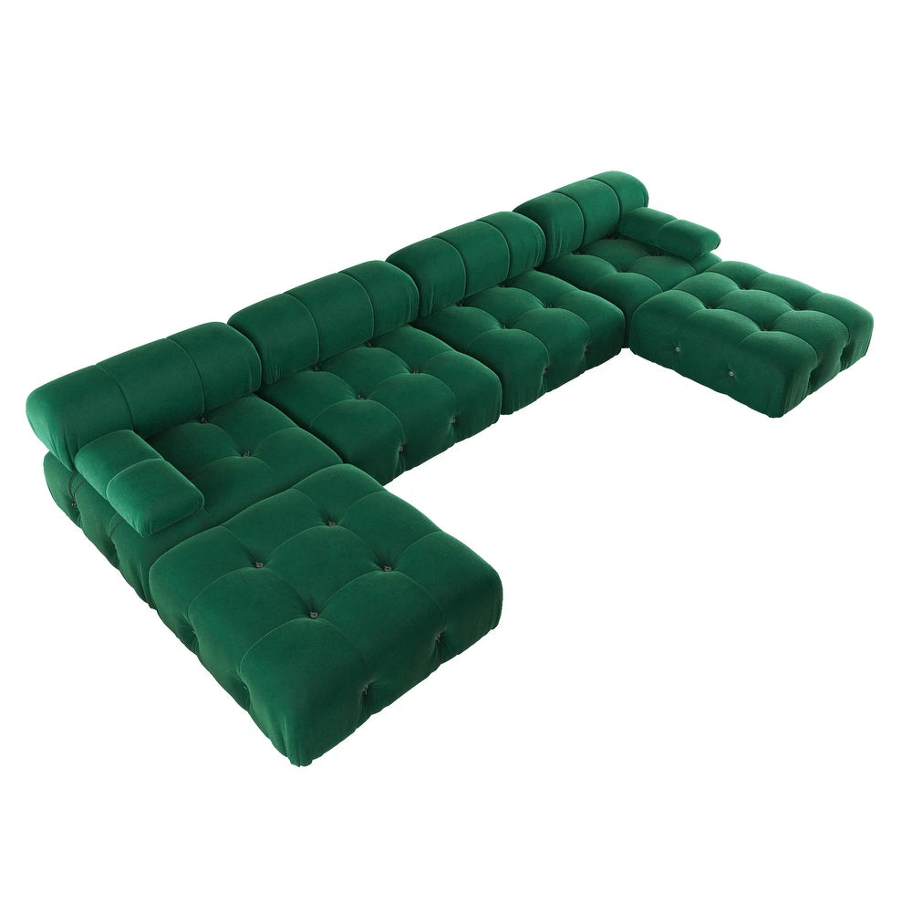 138'' Modern Velvet Upholstery U-shaped Sectional Sofa