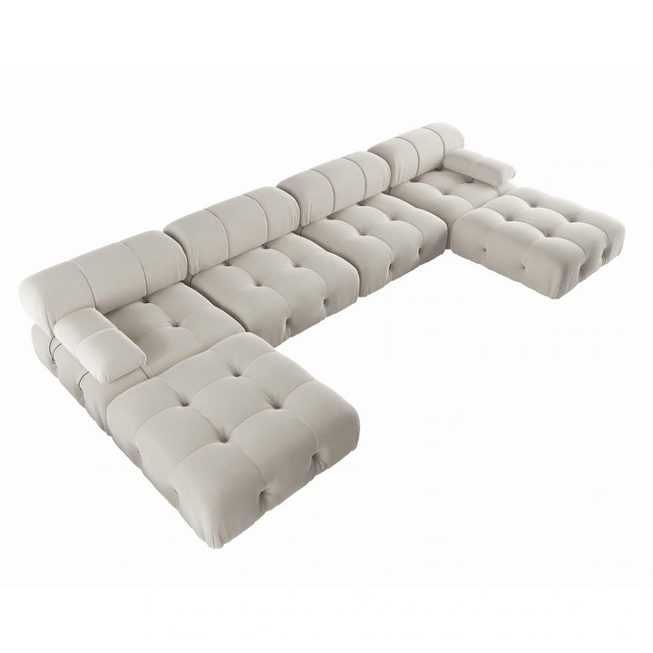 138'' Modern Velvet Upholstery U-shaped Sectional Sofa