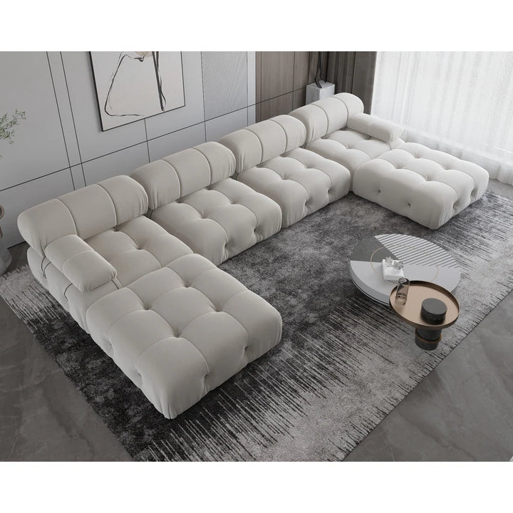 138'' Modern Velvet Upholstery U-shaped Modular Sofa
