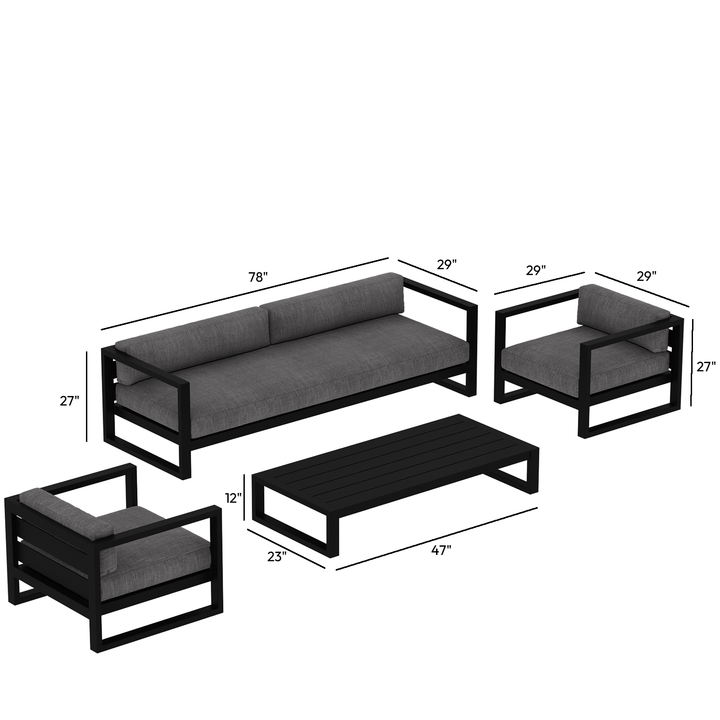lrta Outdoor with Table Patio Waterproof Sunscreen Aluminum Alloy  Combination Sofa Set of 4