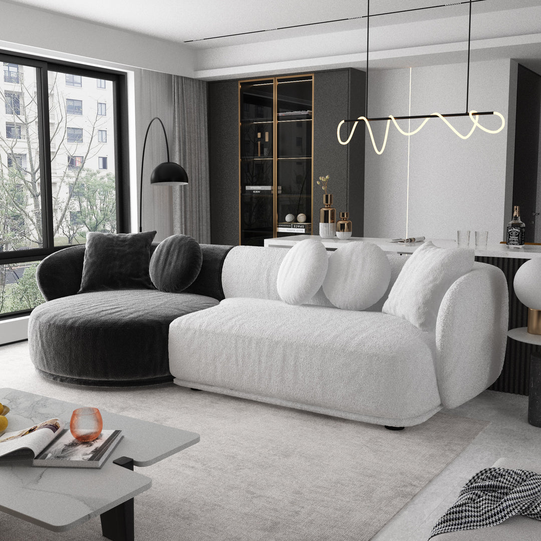 Madge Living Room Cream Style Marshmallow Lamb Velvet Fabric Modern Sofa