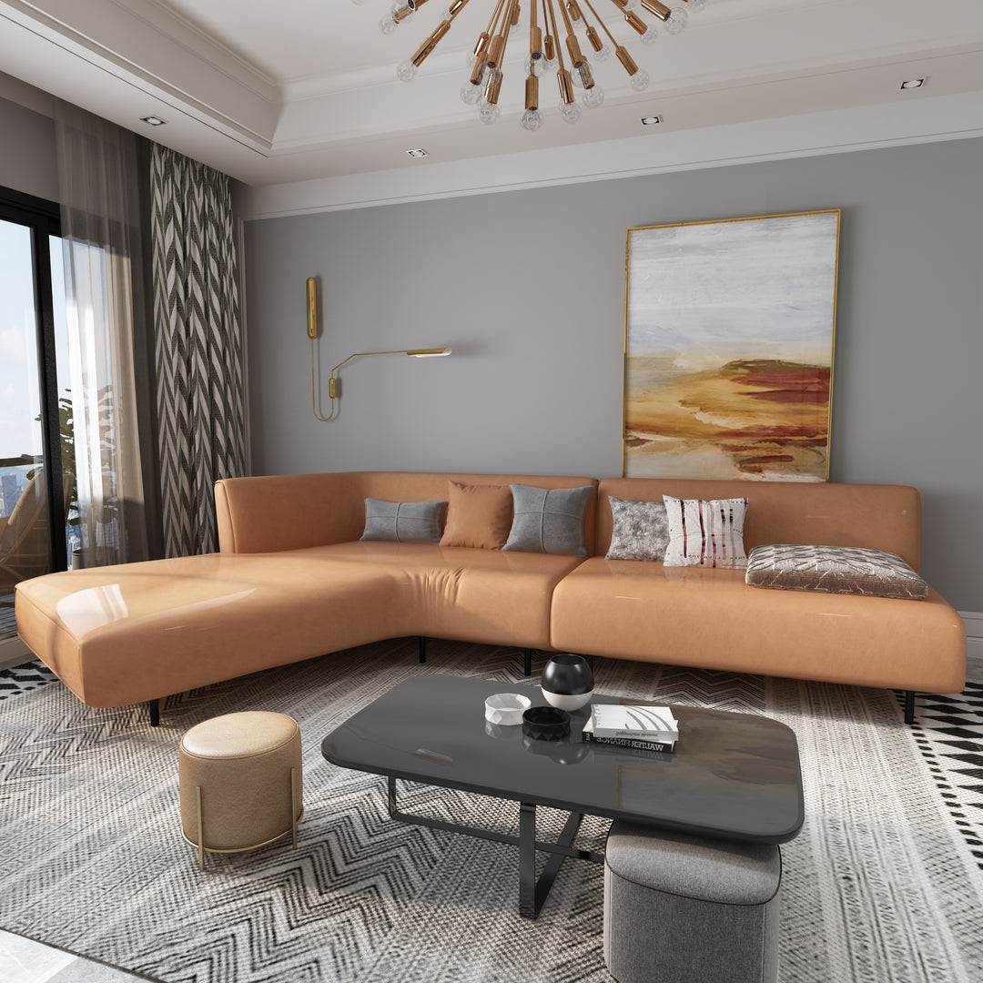 Madge Living Room Nordic Luxury Modern Leather Simple Down Corner Combination Sofa