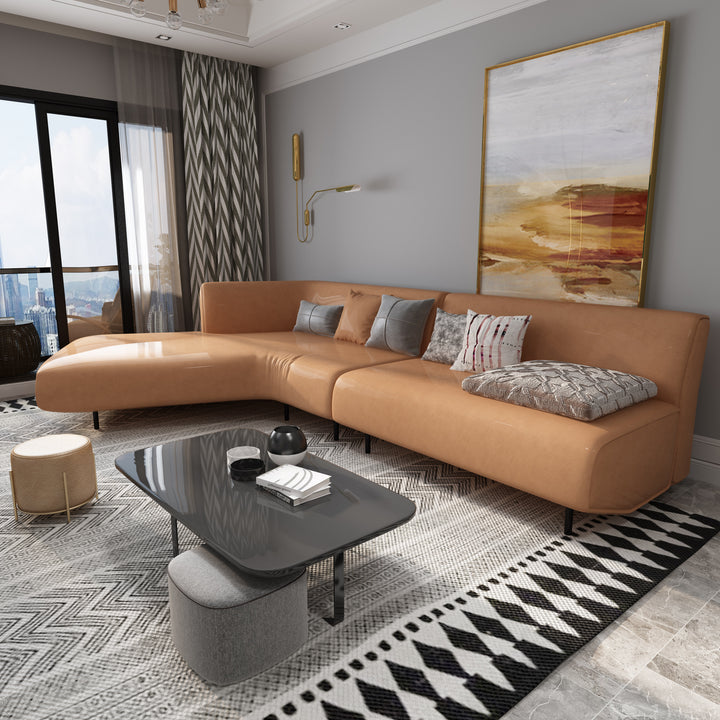 Madge Living Room Nordic Luxury Modern Leather Simple Down Corner Combination Sofa