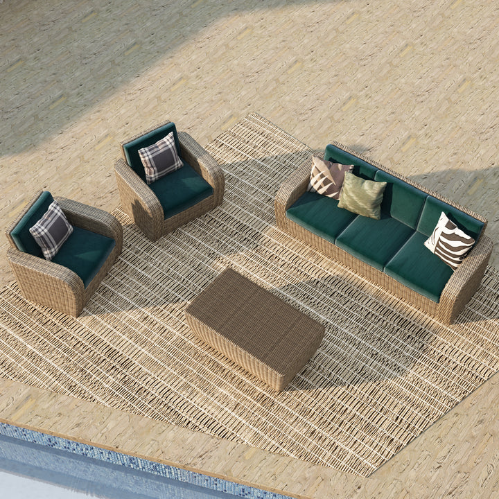 lrta Outdoor Patio 5 Persons PE Rattan Sofa with Table Combination Furniture Set of 4