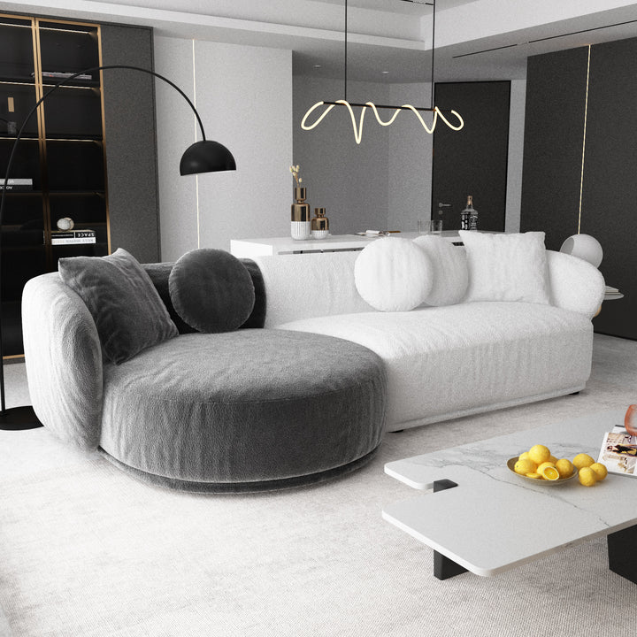 Madge Living Room Cream Style Marshmallow Lamb Velvet Fabric Modern Sofa