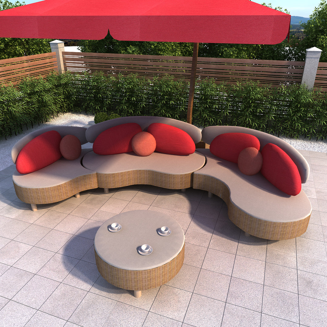 lrta Outdoor Patio Rattan Sofa Combination with Table Set of 4
