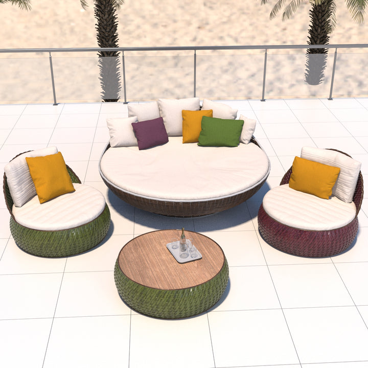 Irta Outdoor Rattan Leisure Balcony Sofa Chair Garden Combination Set of 4