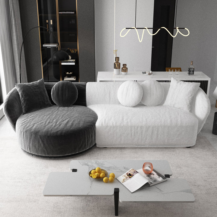 Madge Living Room Cream Style Marshmallow Lamb Velvet Fabric Modern Sofa