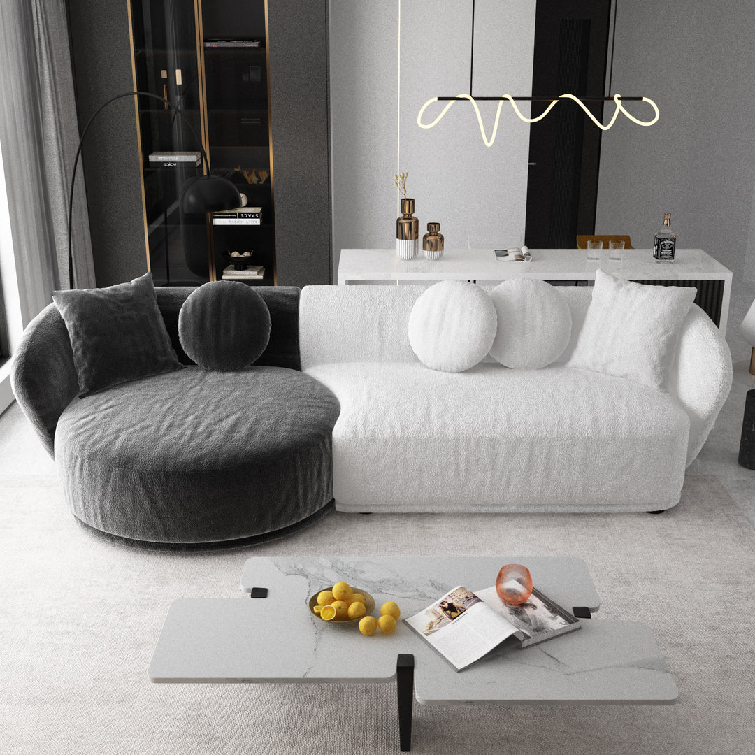 Madge Living Room Cream Style Marshmallow Lamb Velvet Fabric Modern Sofa