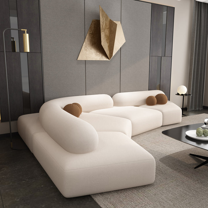Ghita Living Room Luxury Italian Minimalist Style Fabric Modular Sofa