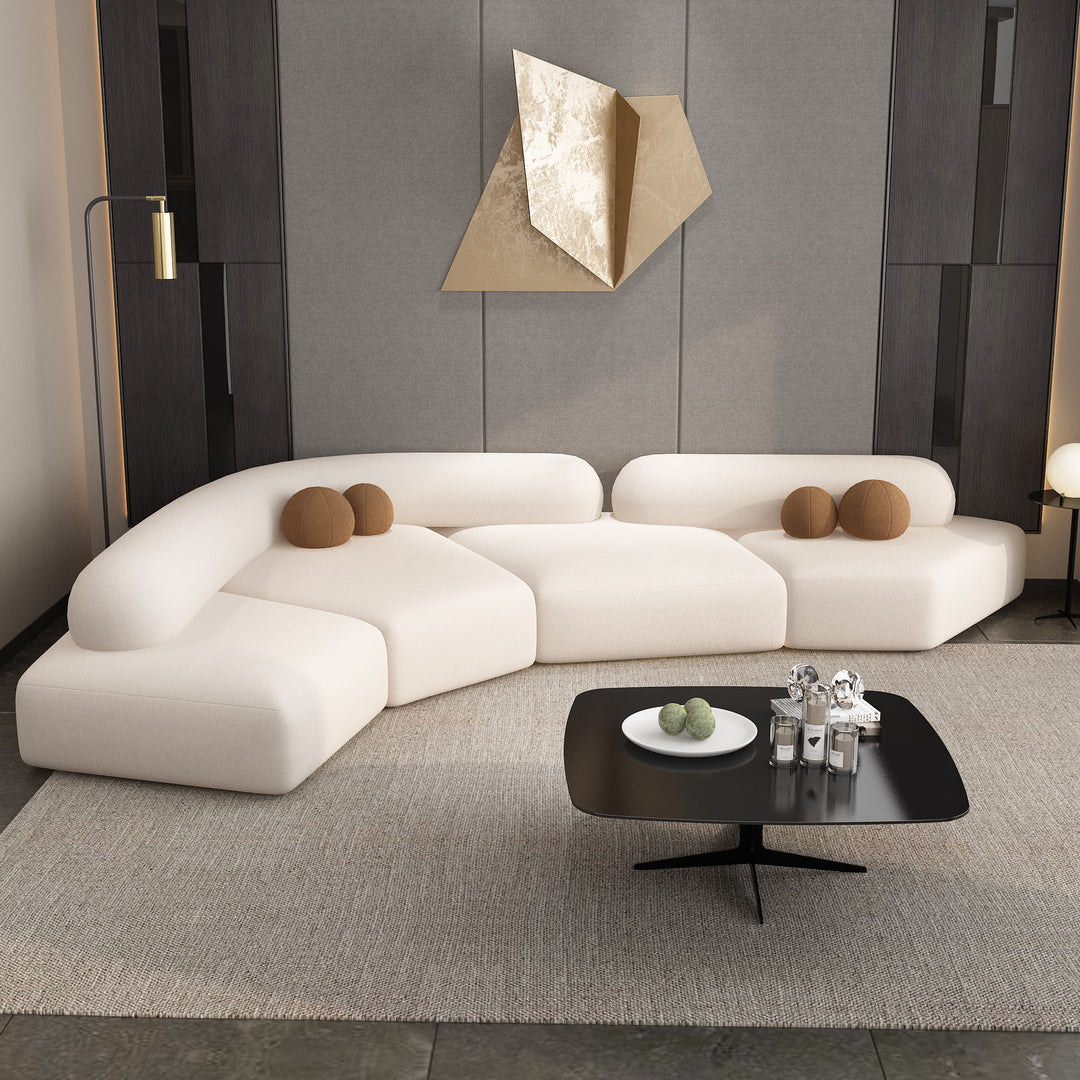 Ghita Living Room Luxury Italian Minimalist Style Fabric Modular Sofa