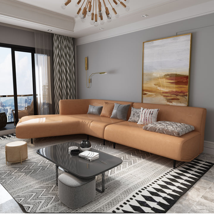 Madge Living Room Nordic Luxury Modern Leather Simple Down Corner Combination Sofa