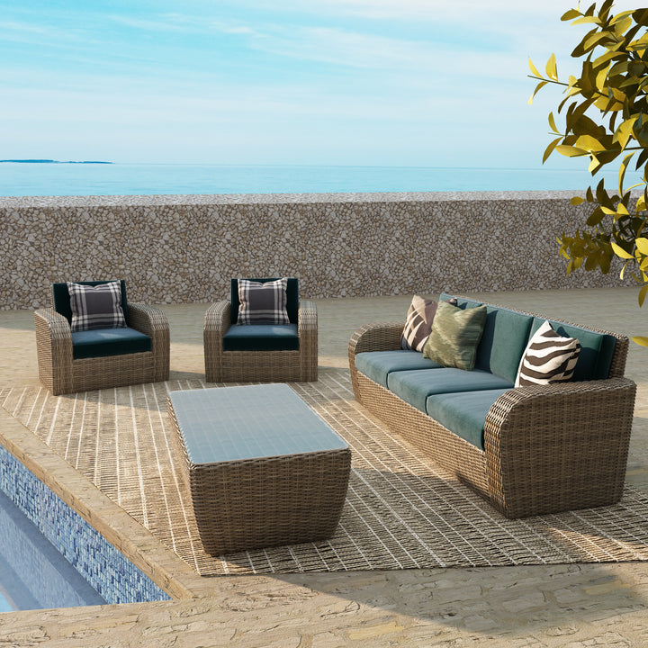 lrta Outdoor Patio 5 Persons PE Rattan Sofa with Table Combination Furniture Set of 4