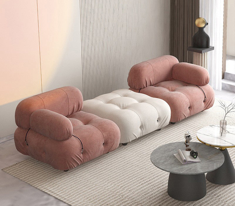 Premium Velvet Color-Blocked Modular Sofa