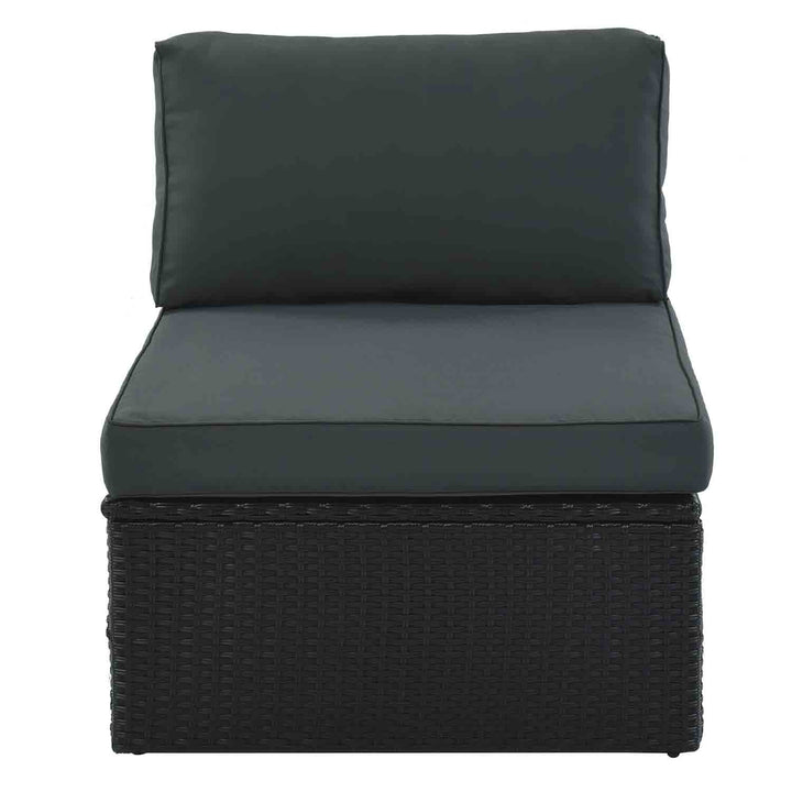 Irta Outdoor Wicker Sofa Set With Striped Green Pillows