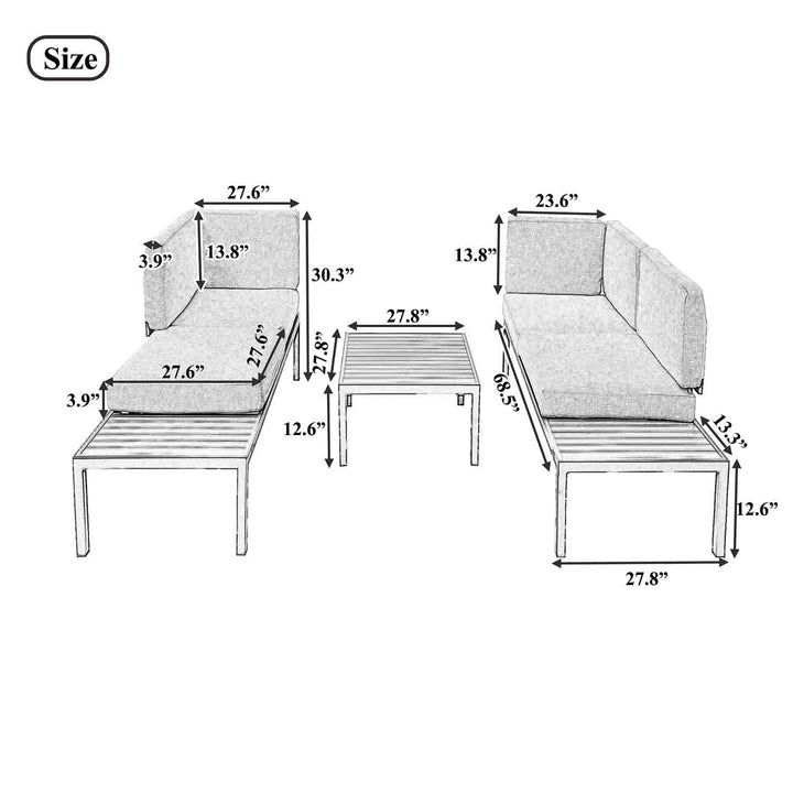 Oasis Outdoor Aluminum Alloy Sectional Sofa Set with End Table