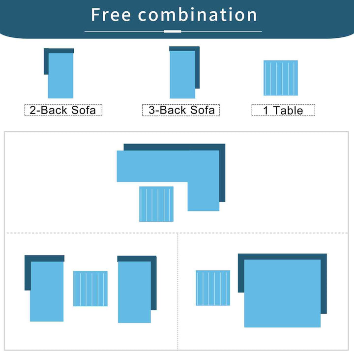 Oasis Outdoor Aluminum Alloy Sectional Sofa Set with End Table