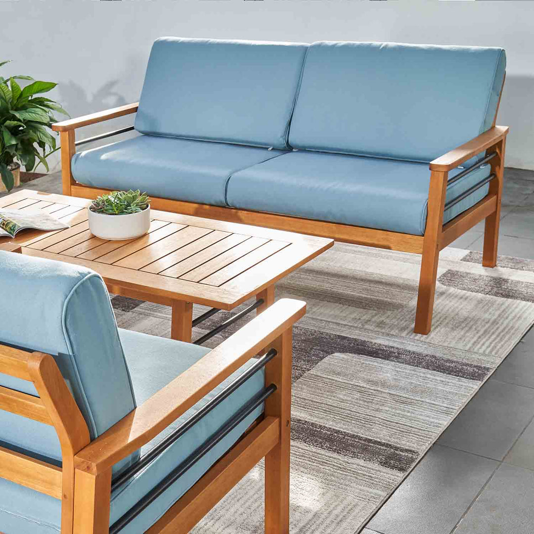 Oasis 4 Piece Teak Outdoor Sofa Set With Coffee Table