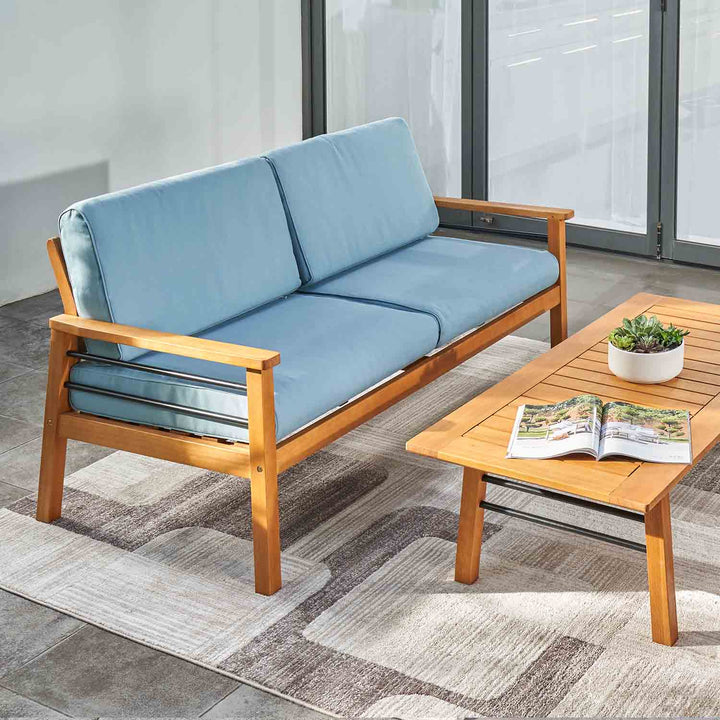 Oasis 4 Piece Teak Outdoor Sofa Set With Coffee Table