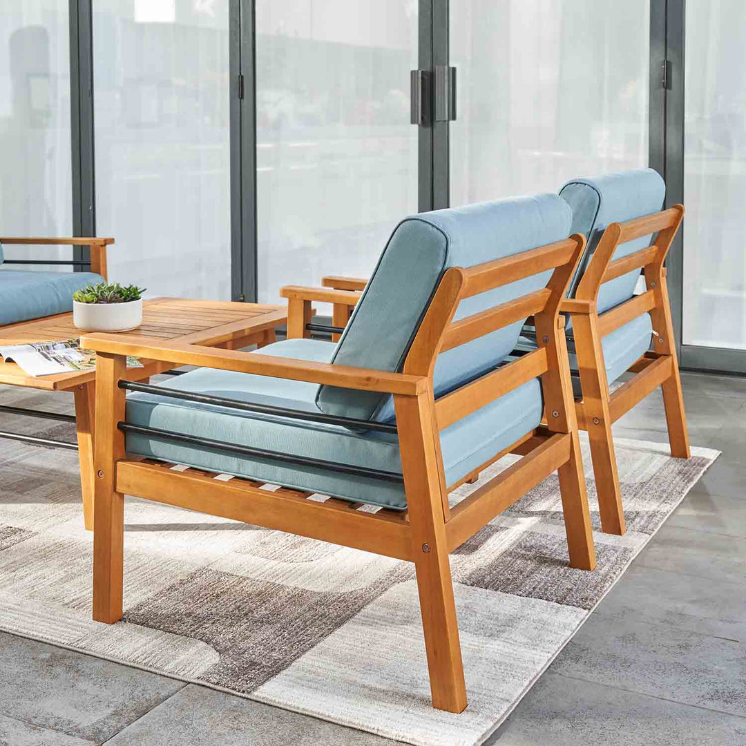 Oasis 4 Piece Teak Outdoor Sofa Set With Coffee Table