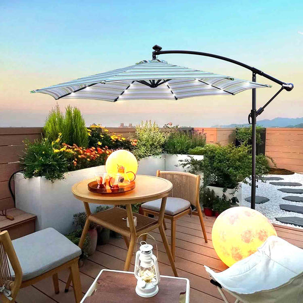10 ft Outdoor Patio Umbrella Solar Powered LED Lighted