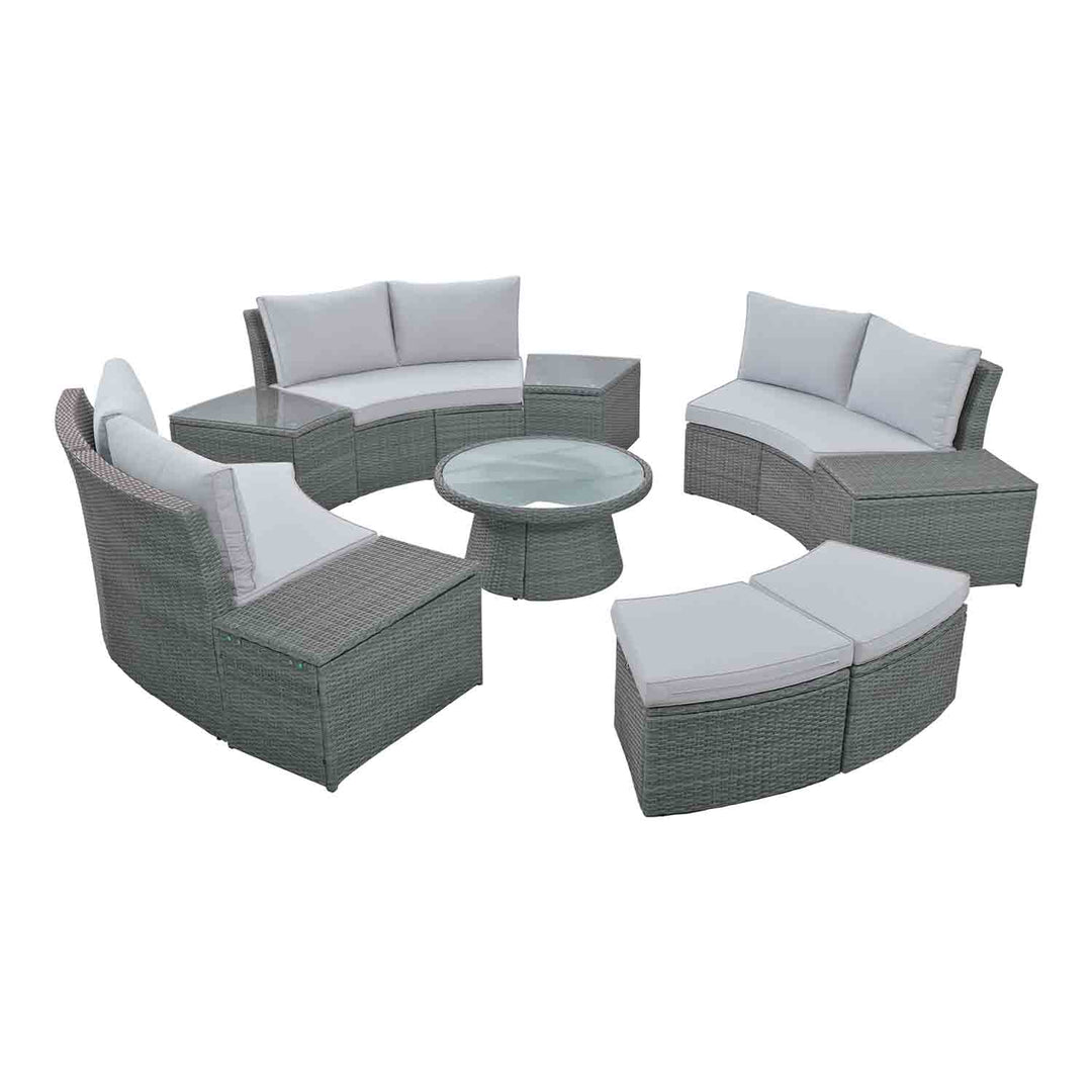 Irta Rattan 10 Pieces Outdoor Sectional with Storage Boxes